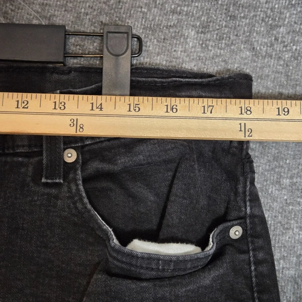 Levi 502 Jeans Mens Tag 38x32 (‎ Meas 36x28) Black Dark Wash Denim Pants Tapered